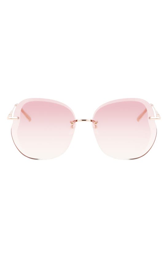 Longchamp Roseau 65mm Oversize Butterfly Sunglasses In Rose Gold/ Gradient Burgundy