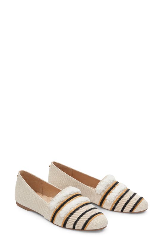 Shop Birdies Starling Embroidered Flat In Natural Stripe Embroidery