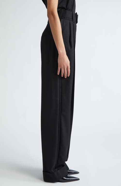 Shop Max Mara Street Pleated Cotton Twill Tapered Pants In Black