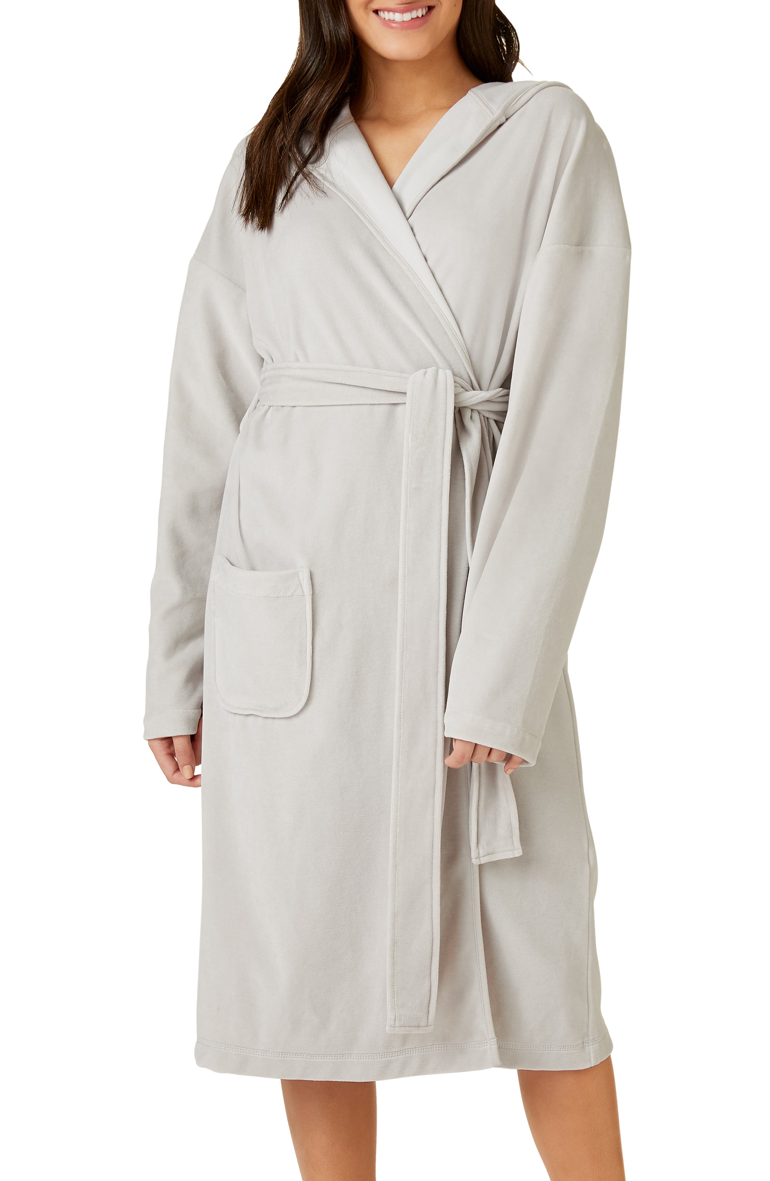 The White Company Lightweight Hooded Velour Robe Nordstrom