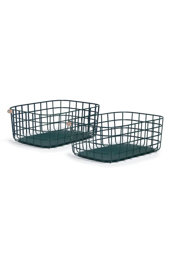 Open Spaces Set Of 2 Large Wire Baskets In Green