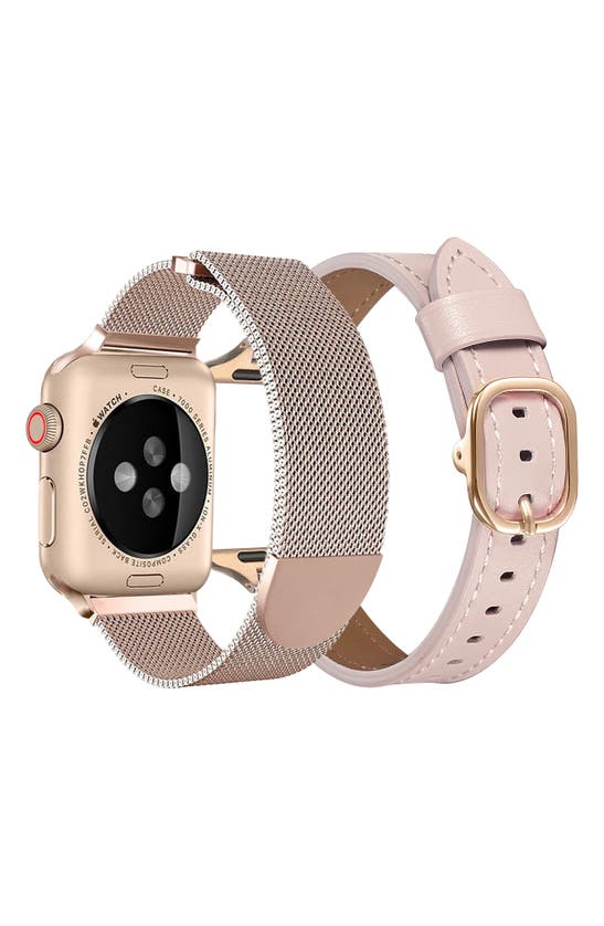 Shop The Posh Tech Assorted 2-pack Apple Watch® Watchbands In Rose Gold / Rose Gold