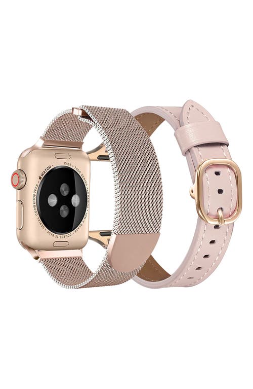 Shop The Posh Tech Assorted 2-pack Apple Watch® Watchbands In Rose Gold/rose Gold