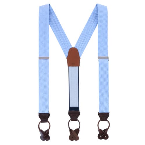 Trafalgar Gamma Geometric Pattern Silk Button End Suspenders In Light Blue