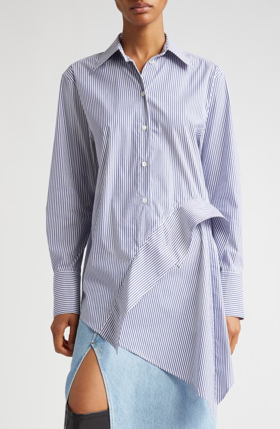 Jw Anderson Deconstructed Blue And White Shirt In Blue/ White