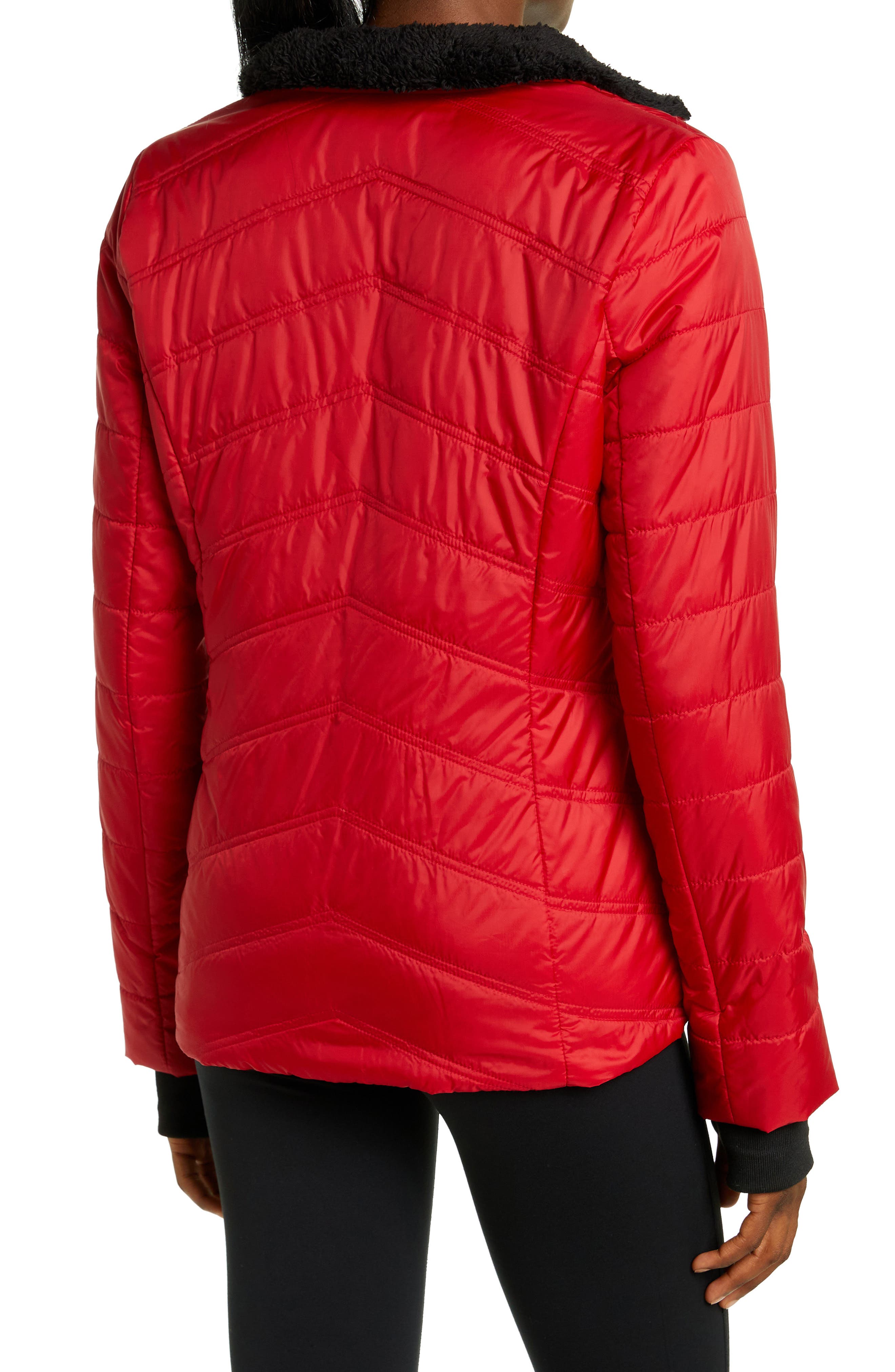 performance faux fur quilted walker jacket