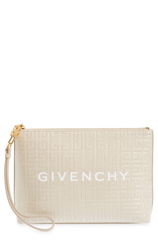 Givenchy Large 4g Canvas Pouch In Natural Beige