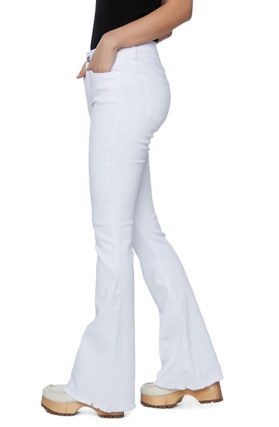 Hint Of Blu Frayed Mid Rise Slim Flare Jeans In Cloud