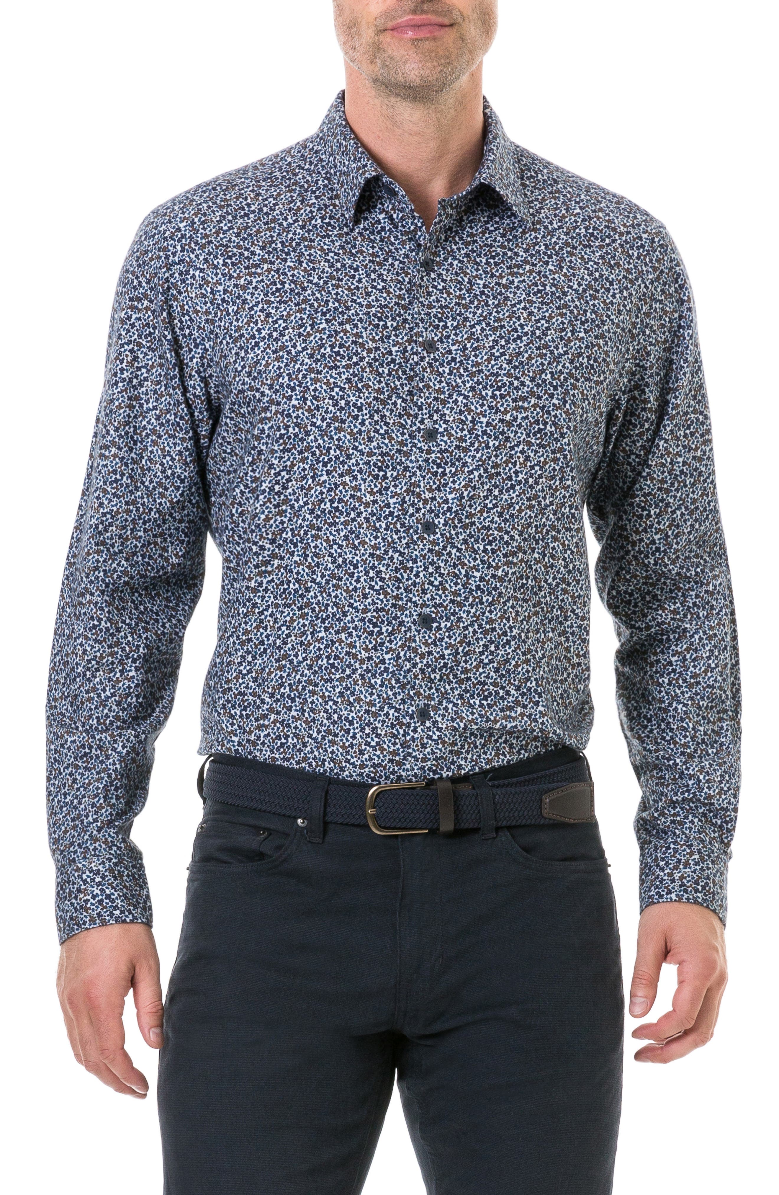 Rodd & Gunn Freys Crescent Regular Fit Flannel Sport Shirt, Blue