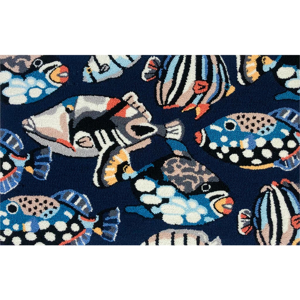 R16 Home Fish Toss Indoor/outdoor Doormat In Indigo Multi