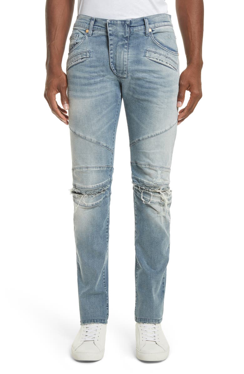 Pierre Balmain Slit Knee Jeans (Blue Denim) | Nordstrom