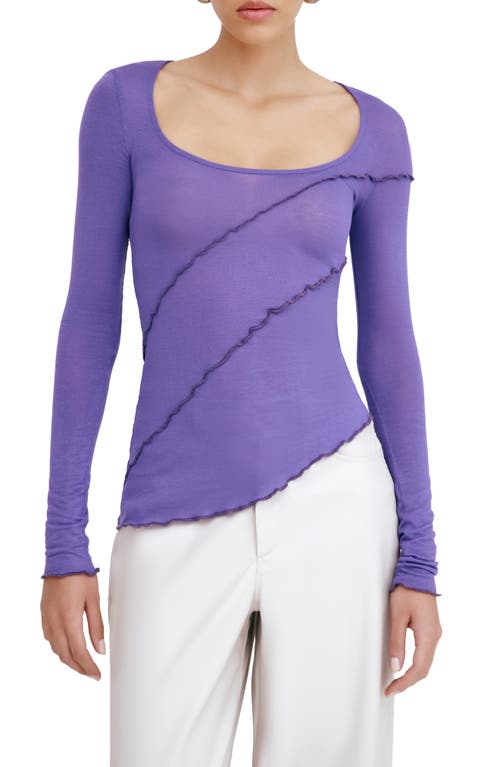 Shop Marcella Melody Ruffle Seam Semisheer Jersey Top In Purple