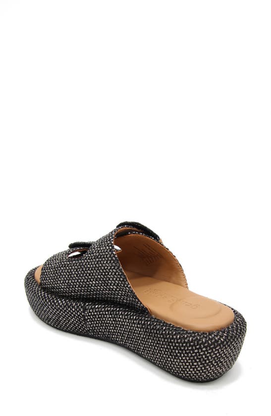 Gentle Souls By Kenneth Cole Theresa Platform Slide Sandal In Pewter Raffia
