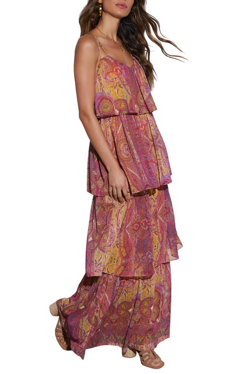 Shop Vici Collection Phoebe Paisley Tiered Chiffon Maxi Dress In Multi