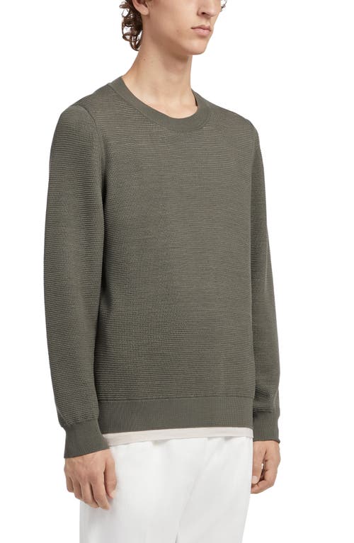 ZEGNA High Performance Wool Crewneck Sweater Green Fan at Nordstrom, Us