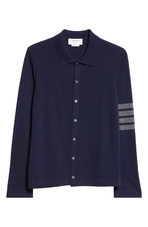 Shop Thom Browne 4-bar Cashmere Polo Cardigan In Navy