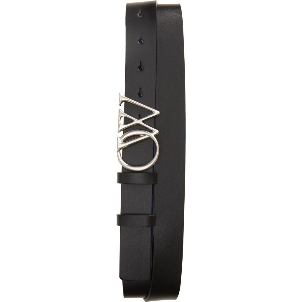 Off-white Ow Initials Buckle Leather Belt In Black/silver