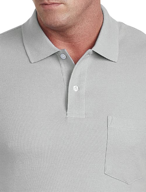 Harbor Bay By Dxl Big & Tall Pocket Piqué Polo Shirt In Drizzle