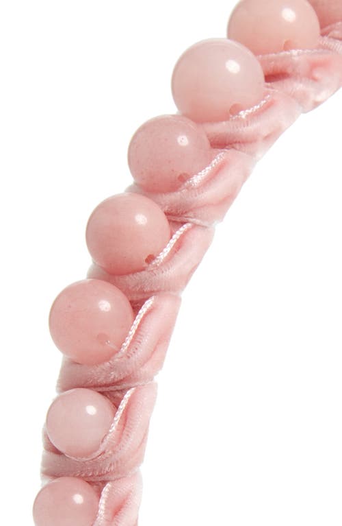 Shop Lele Sadoughi Graduated Bead Velvet Headband In Rose