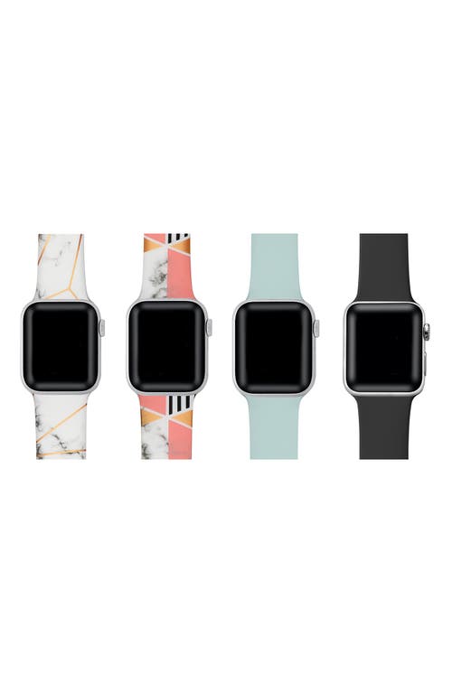 Shop The Posh Tech Posh Tech Silicone Apple Watch Band In Marble/seafoam/black