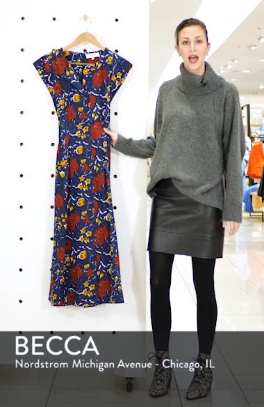 willow belted floral print midi dress