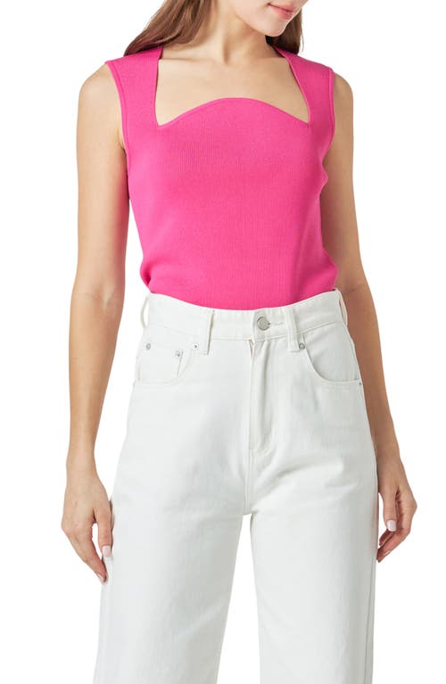 Endless Rose Sculpted Neck Knit Tank In Pink
