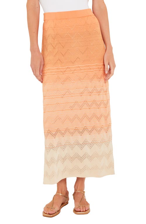 Misook Ombré Pointelle Knit Skirt Citrine/italian Clay/biscotti at Nordstrom,