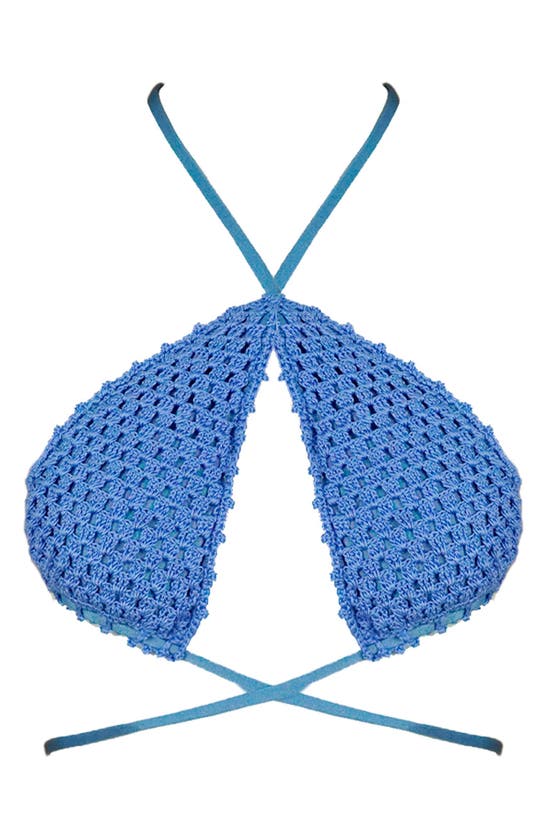 Shop Capittana Vera Crochet Bikini Top In Blue