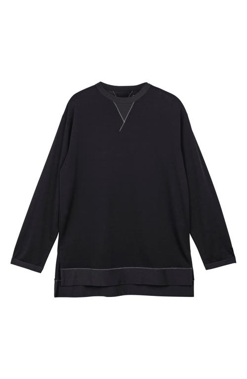 Shop Y-3 Premium Relaxed Recycled Polyester & Wool Long Sleeve T-shirt In Black