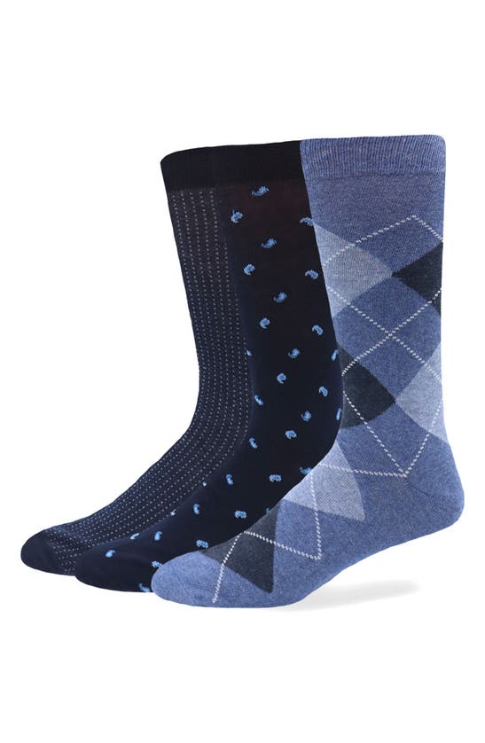 Lorenzo Uomo 6-pack Assorted Cotton Blend Dress Socks In Navy