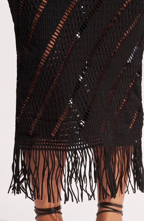 Shop Seafolly Marrakesh Tassel Cover-up Midi Skirt In Black