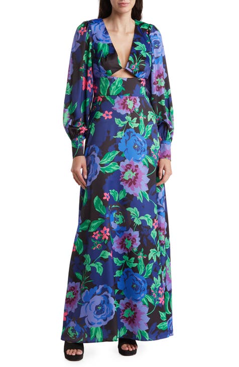 Dolores Floral Long Sleeve Cutout Maxi Dress