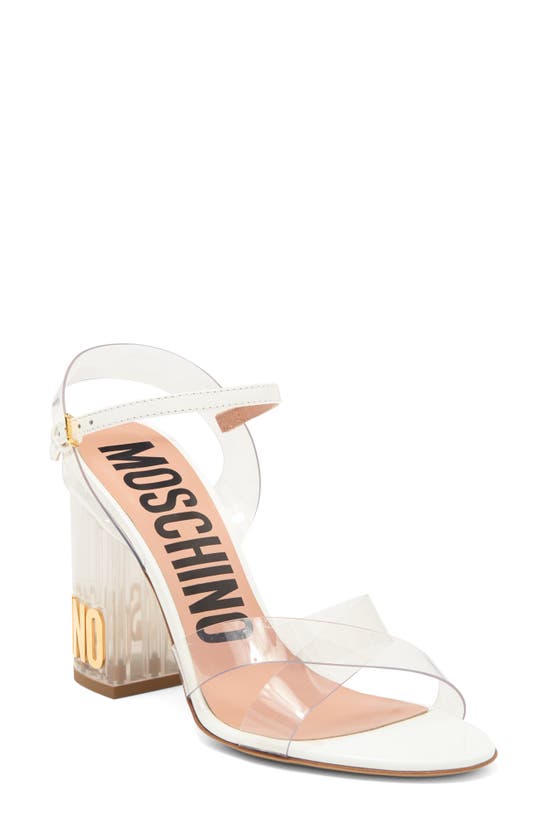 Shop Moschino Clear Heel Sandal In Transparent White