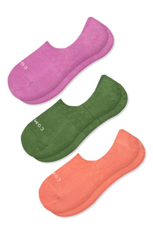 Assorted 3-Pack Compression No-Show Socks in Green/Pink/Orange