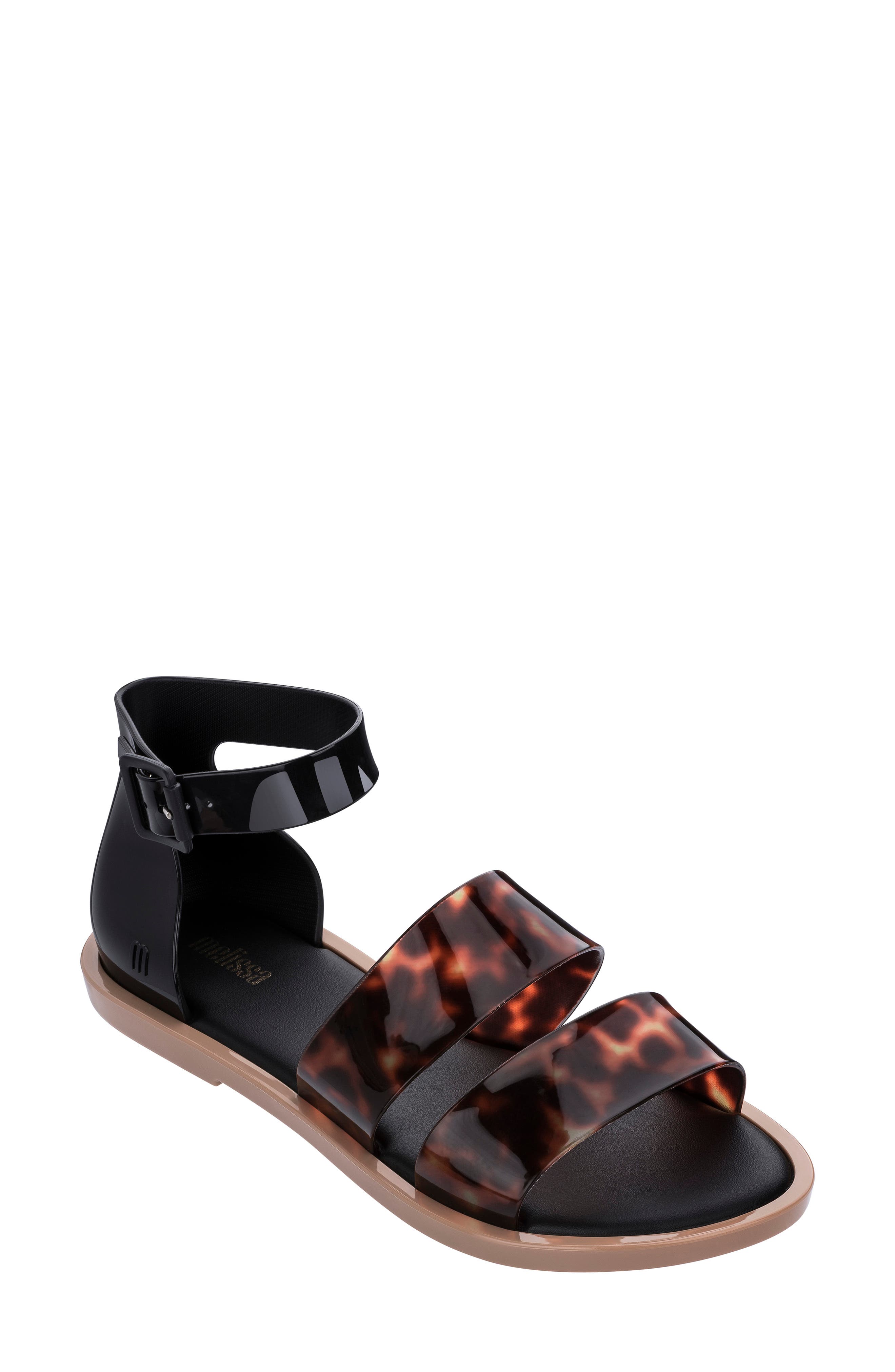 Melissa Two-tone Strap Sandal In Blk/tort