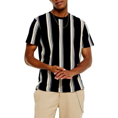 Topman Luke Classic Fit Stripe Pique T-Shirt, Blue
