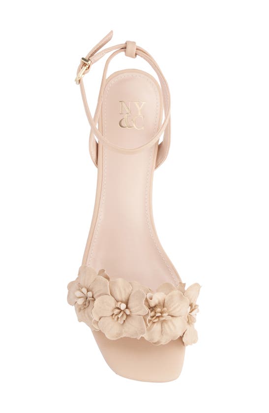 New York And Company Gwendolyn Flower Strap Sandal In Beige