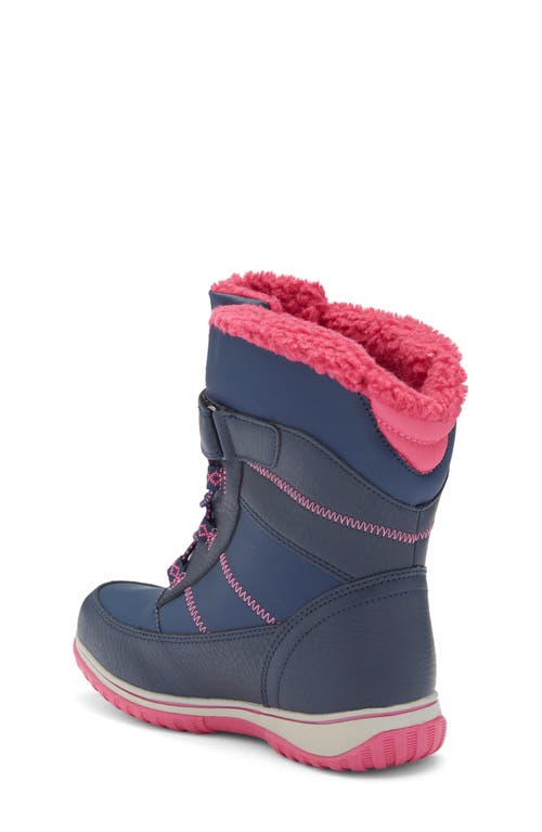 Totes Kids' Faux Shearling Lined Boot In Navy/berry