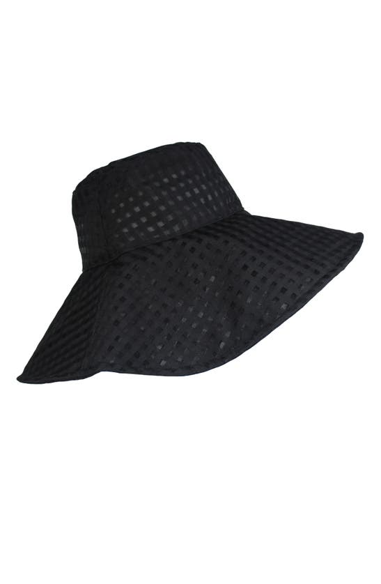 Shop Laundry By Shelli Segal Sheer Gingham Wide Brim Hat In Black