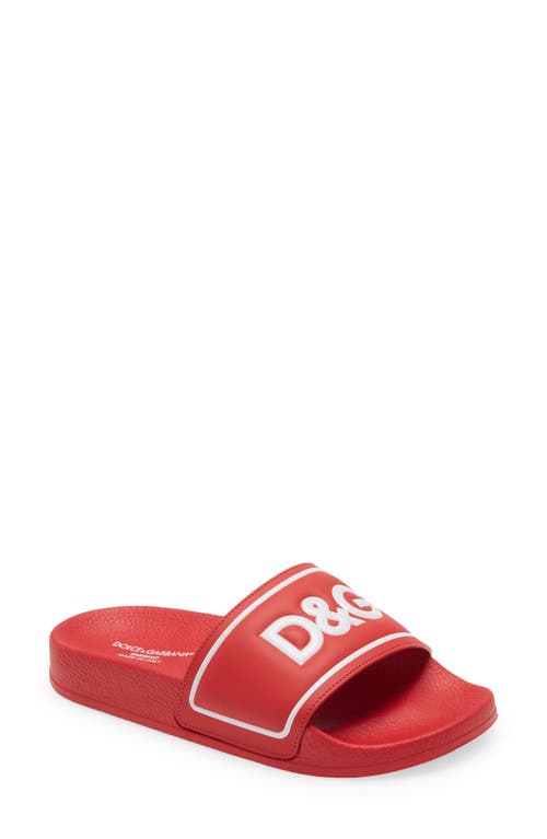 Dolce & Gabbana Logo Slide Sandal in Red/White at Nordstrom, Size 11Us