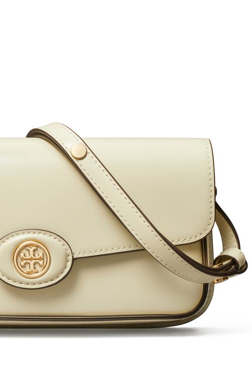 Shop Tory Burch Robinson Spazzolato Leather Shoulder Bag In Shea Butter