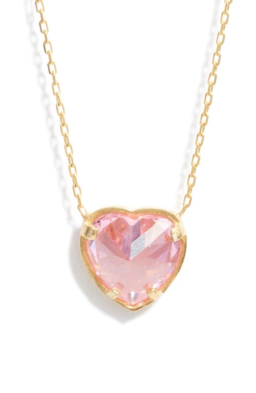 Heart Bezel Pendant Necklace in Gold/Light Pink