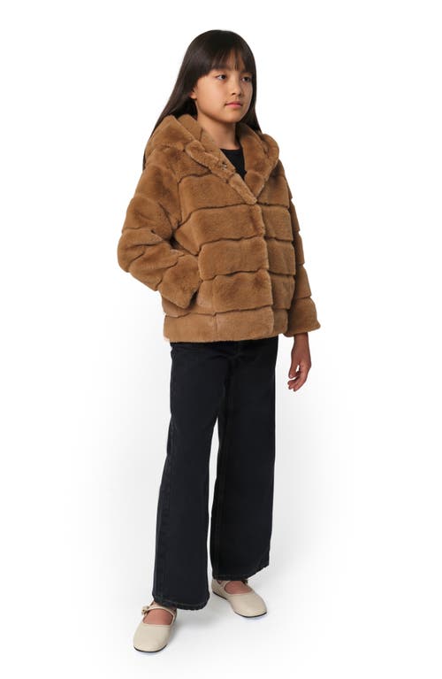 Apparis Kids' Goldy Tiered Fleece Hooded Coat In Camel