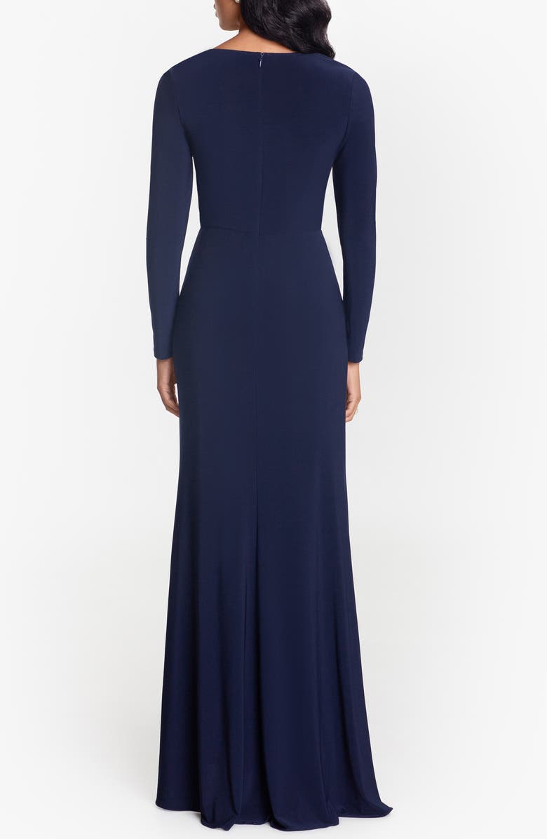 Betsy & Adam Cascade Ruffle Long Sleeve Stretch Jersey Gown | Nordstrom
