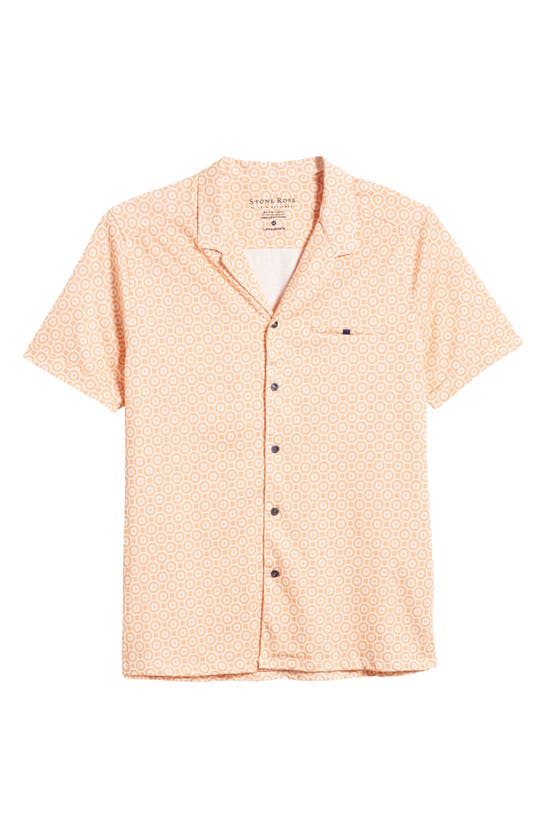 Shop Stone Rose Medallion Print Short Sleeve Button-up Camp Shirt In Orange