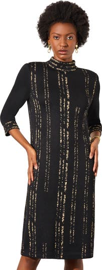 Black knit shift clearance dress