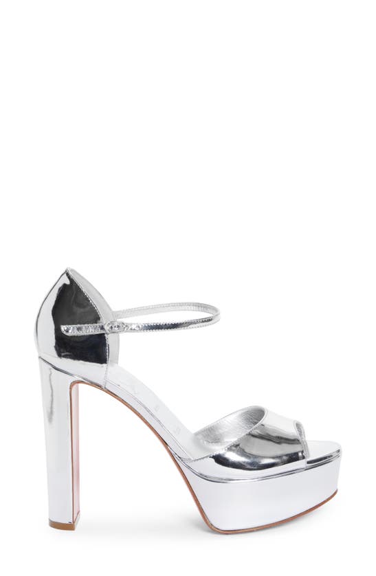 Christian Louboutin Sandaloo 130mm Mirrored Leather Platform Sandals In Silver