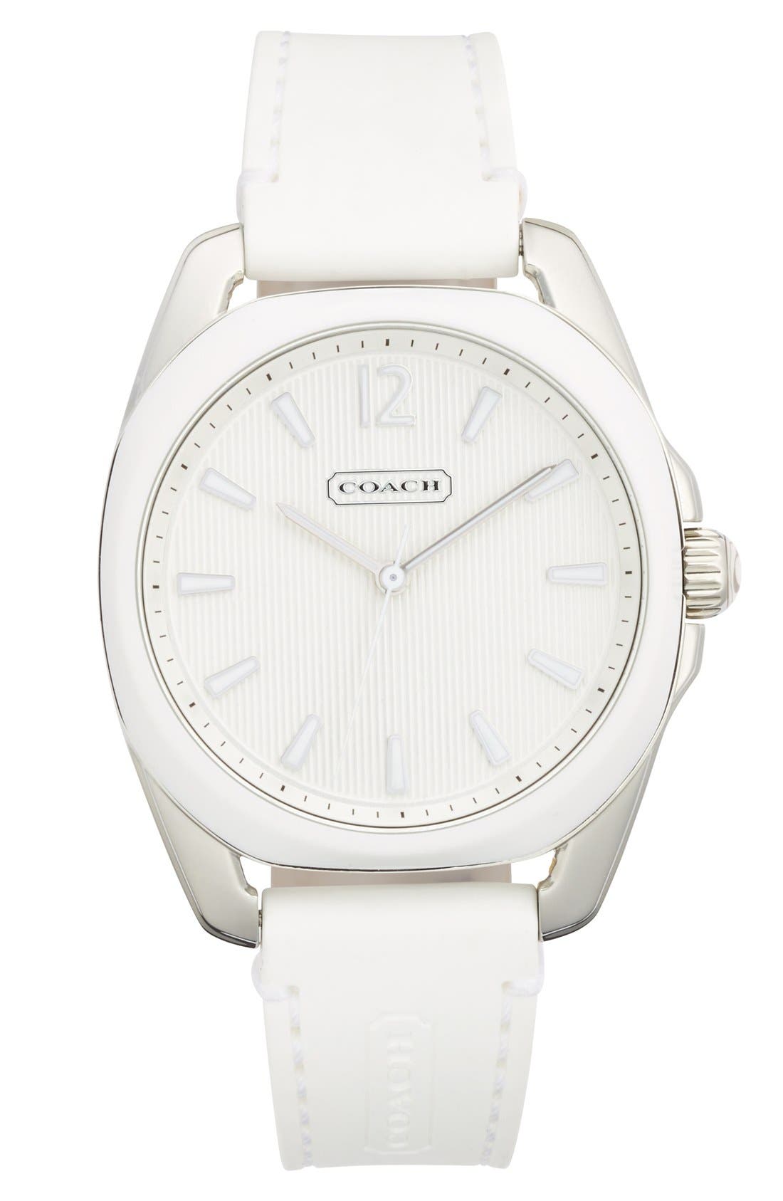 COACH 'Teagan' Plastic Bezel Silicone Strap Watch, 38mm Nordstrom