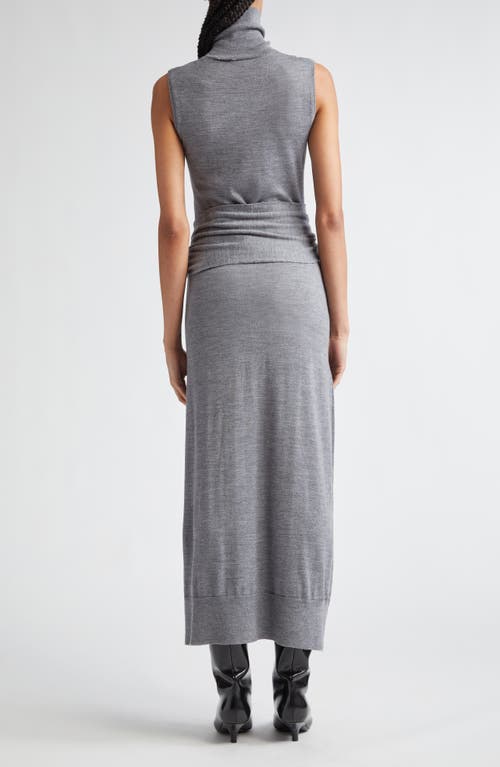 Shop Totême Toteme Twist Detail Sleeveless Merino Wool & Silk Turtleneck Sweater Dress In Grey Melange