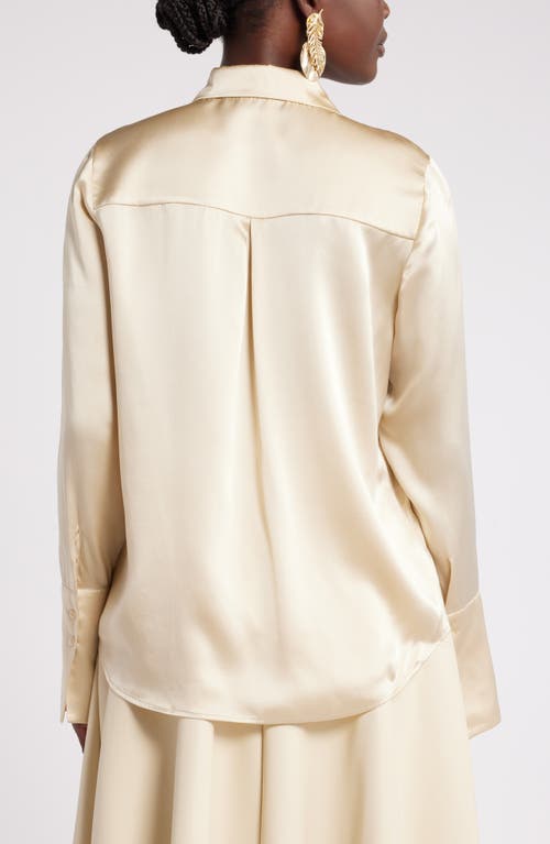 Shop Nordstrom X Harlem's Fashion Row Megan Renee Silk Button-up Shirt In Beige Burnt